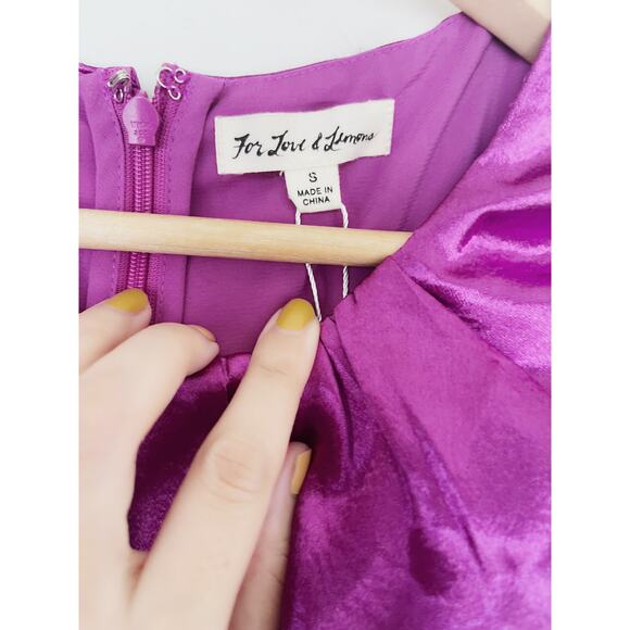 FOR LOVE & LEMONS NWT  Bowie Cutout Metallic Dress Purple Size S - Picture 7 of 11